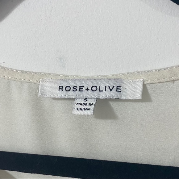 Rose + Olive White & Black Striped Dressy Tank SML - Picture 4 of 7